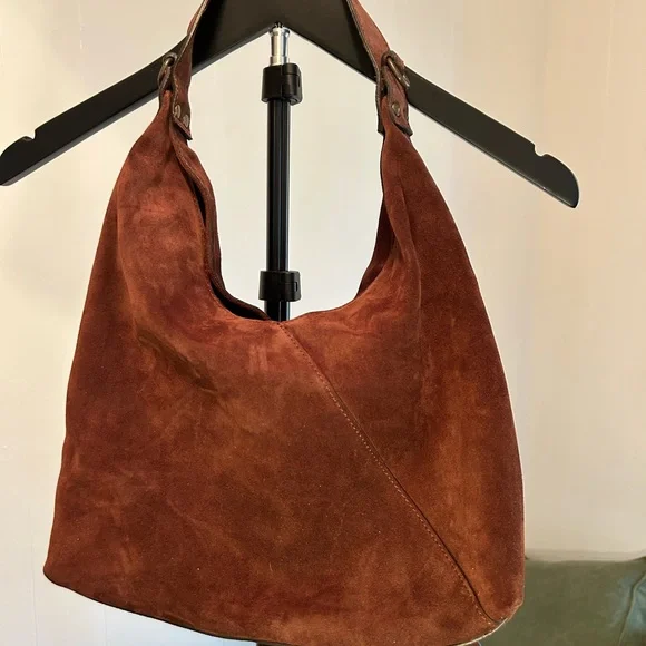 Sundance Origami Italian Suede Bag -  Brown, zip pockets inside and out. EUC - Picture 3 of 13